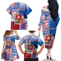 Slovakia Christmas Family Matching Off The Shoulder Long Sleeve Dress and Hawaiian Shirt Vesale Vianoce Xmas Pattern - Wonder Print Shop