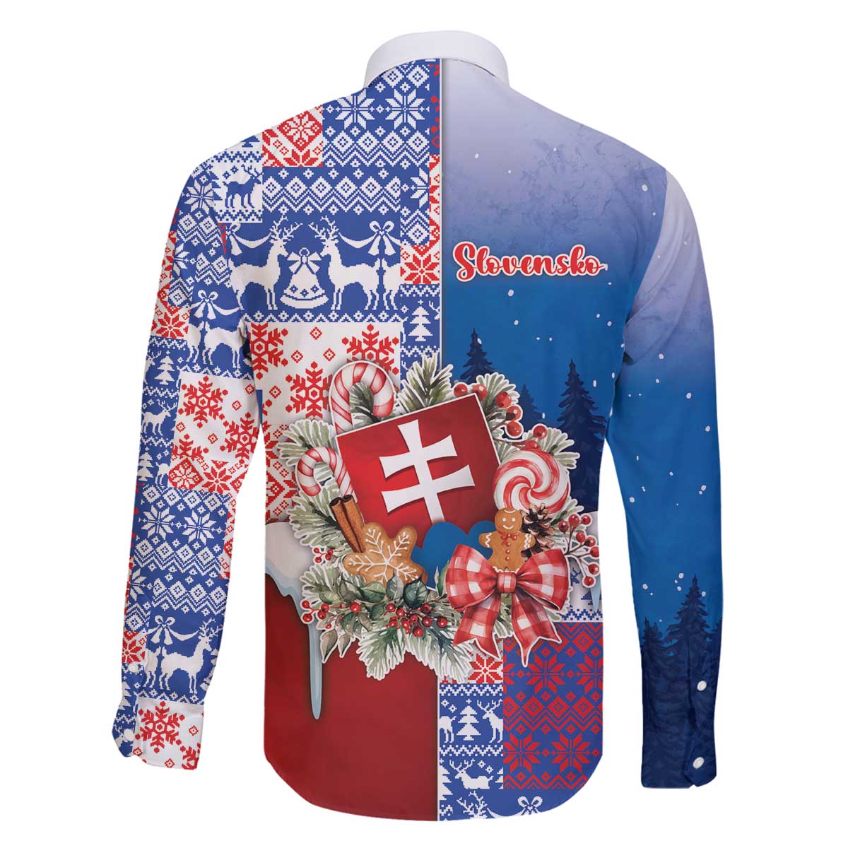 Slovakia Christmas Family Matching Off The Shoulder Long Sleeve Dress and Hawaiian Shirt Vesale Vianoce Xmas Pattern - Wonder Print Shop