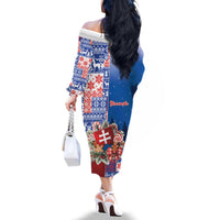 Slovakia Christmas Family Matching Off The Shoulder Long Sleeve Dress and Hawaiian Shirt Vesale Vianoce Xmas Pattern - Wonder Print Shop