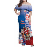 Slovakia Christmas Family Matching Off Shoulder Maxi Dress and Hawaiian Shirt Vesale Vianoce Xmas Pattern - Wonder Print Shop