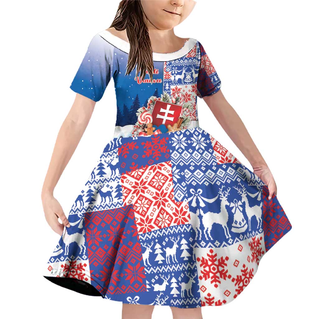 Slovakia Christmas Family Matching Off Shoulder Short Dress and Hawaiian Shirt Vesale Vianoce Xmas Pattern - Wonder Print Shop