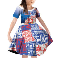 Slovakia Christmas Family Matching Off Shoulder Short Dress and Hawaiian Shirt Vesale Vianoce Xmas Pattern - Wonder Print Shop