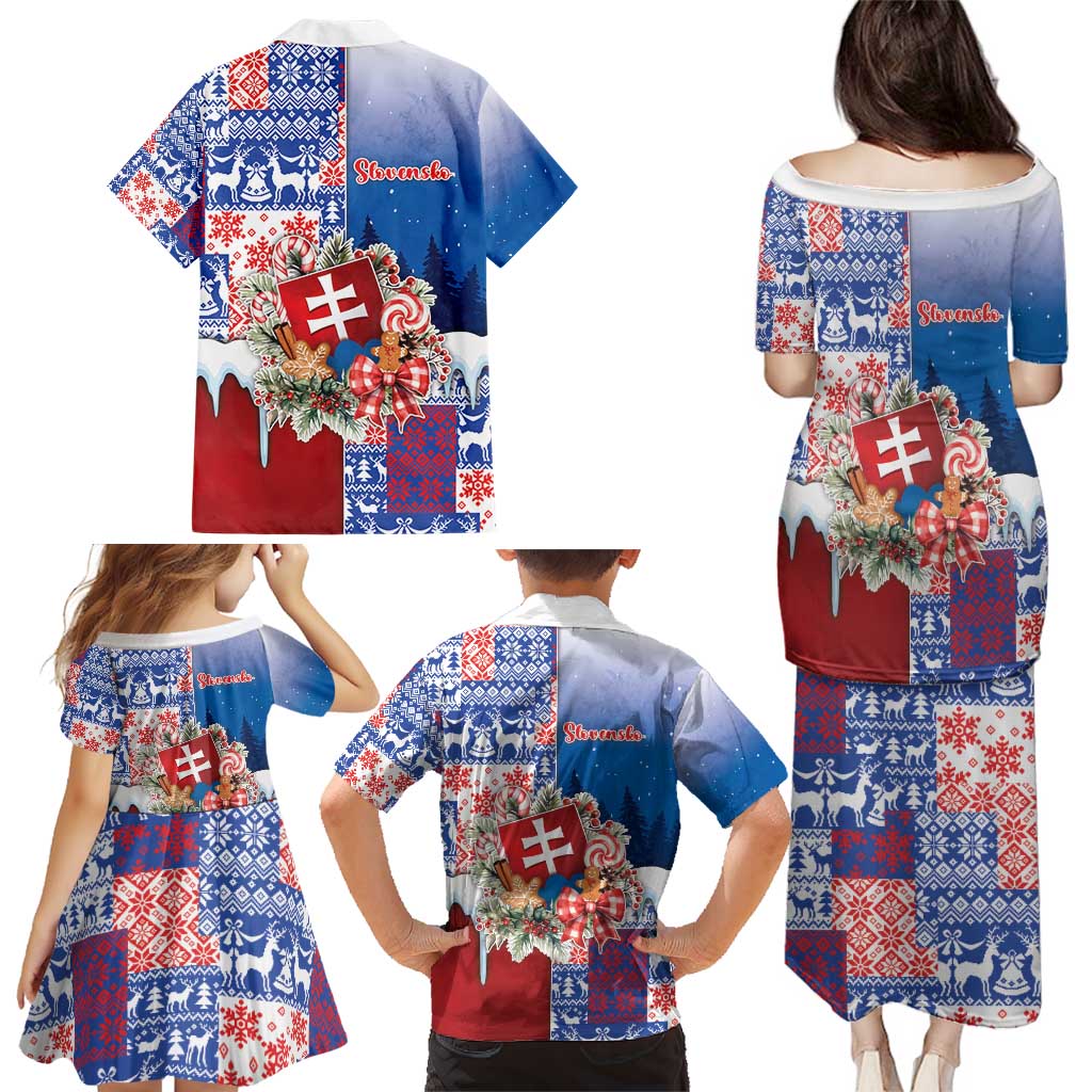 Slovakia Christmas Family Matching Puletasi and Hawaiian Shirt Vesale Vianoce Xmas Pattern - Wonder Print Shop