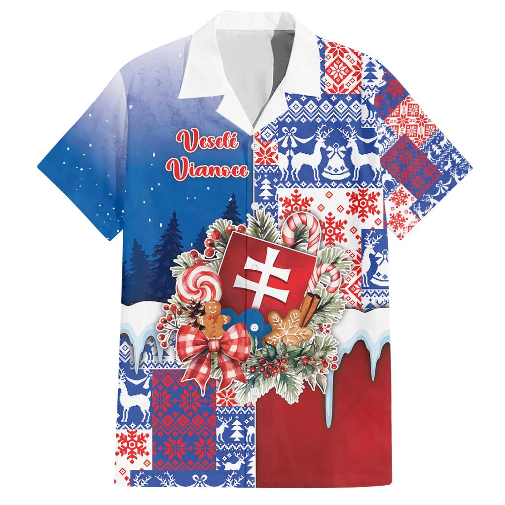 Slovakia Christmas Family Matching Short Sleeve Bodycon Dress and Hawaiian Shirt Vesale Vianoce Xmas Pattern - Wonder Print Shop