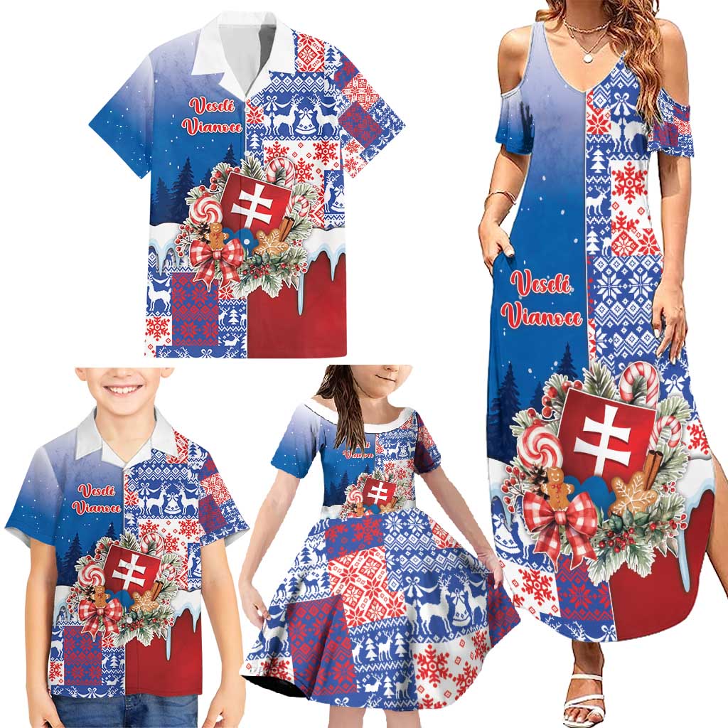 Slovakia Christmas Family Matching Summer Maxi Dress and Hawaiian Shirt Vesale Vianoce Xmas Pattern - Wonder Print Shop