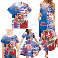 Slovakia Christmas Family Matching Summer Maxi Dress and Hawaiian Shirt Vesale Vianoce Xmas Pattern - Wonder Print Shop