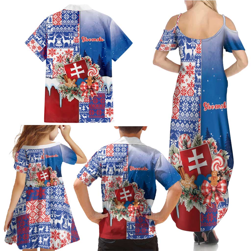 Slovakia Christmas Family Matching Summer Maxi Dress and Hawaiian Shirt Vesale Vianoce Xmas Pattern - Wonder Print Shop