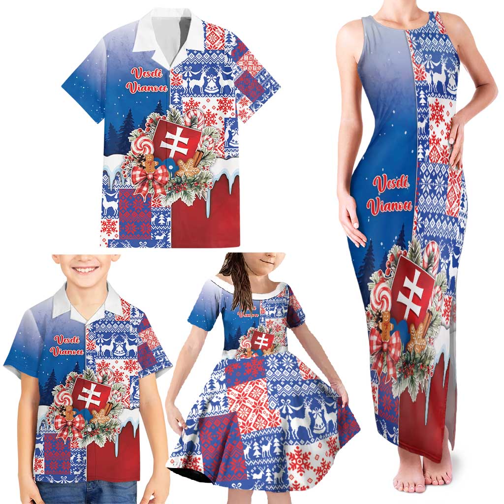 Slovakia Christmas Family Matching Tank Maxi Dress and Hawaiian Shirt Vesale Vianoce Xmas Pattern - Wonder Print Shop