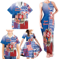 Slovakia Christmas Family Matching Tank Maxi Dress and Hawaiian Shirt Vesale Vianoce Xmas Pattern - Wonder Print Shop