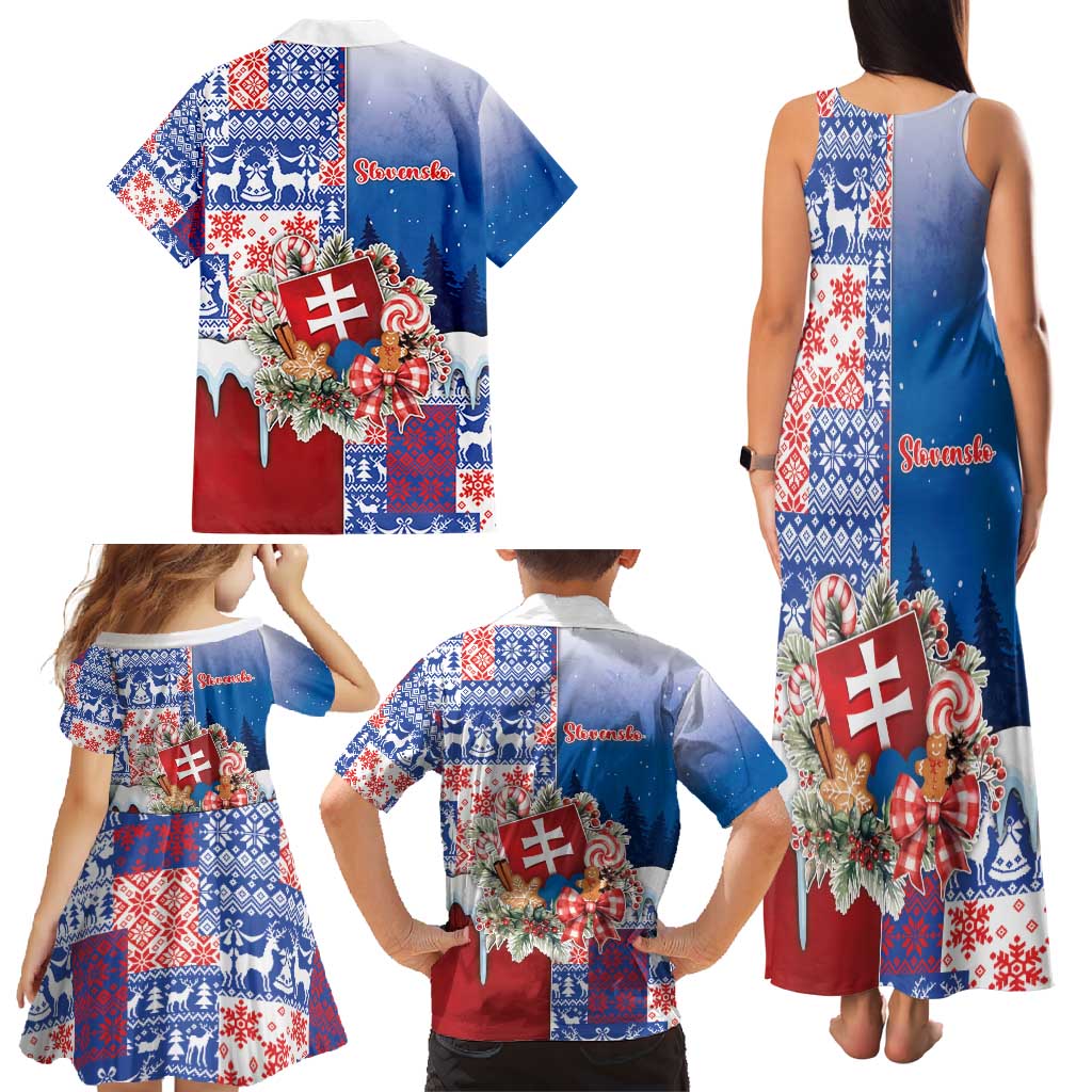 Slovakia Christmas Family Matching Tank Maxi Dress and Hawaiian Shirt Vesale Vianoce Xmas Pattern - Wonder Print Shop