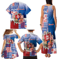 Slovakia Christmas Family Matching Tank Maxi Dress and Hawaiian Shirt Vesale Vianoce Xmas Pattern - Wonder Print Shop
