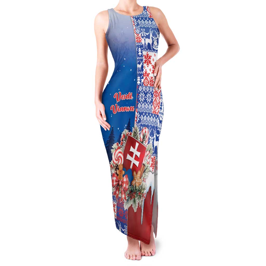 Slovakia Christmas Family Matching Tank Maxi Dress and Hawaiian Shirt Vesale Vianoce Xmas Pattern - Wonder Print Shop