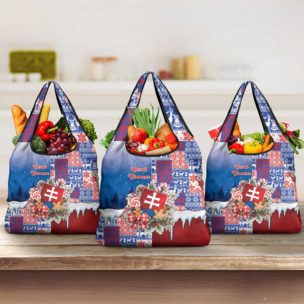 Slovakia Christmas Grocery Bag Vesale Vianoce Xmas Pattern - Wonder Print Shop