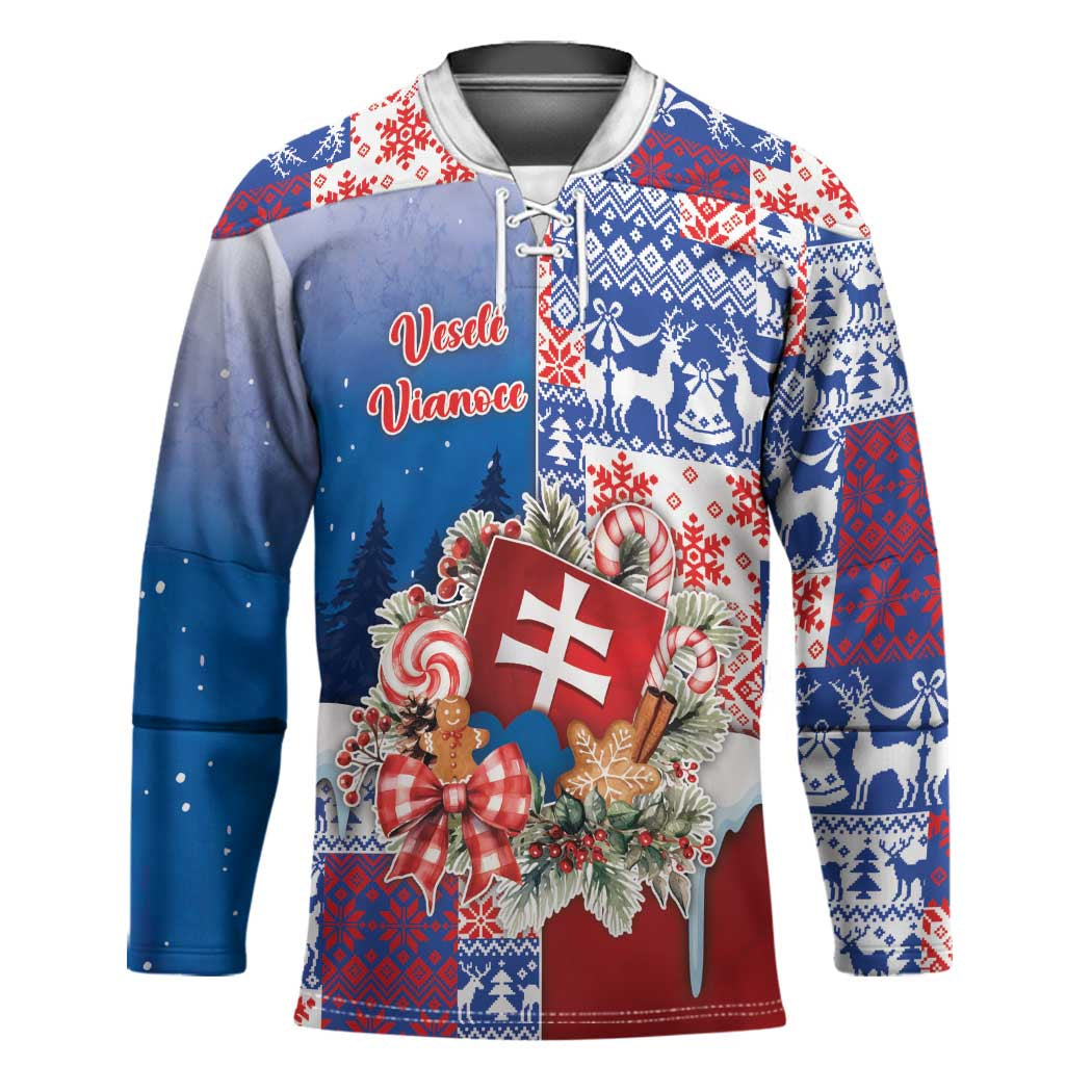 Slovakia Christmas Hockey Jersey Vesale Vianoce Xmas Pattern - Wonder Print Shop