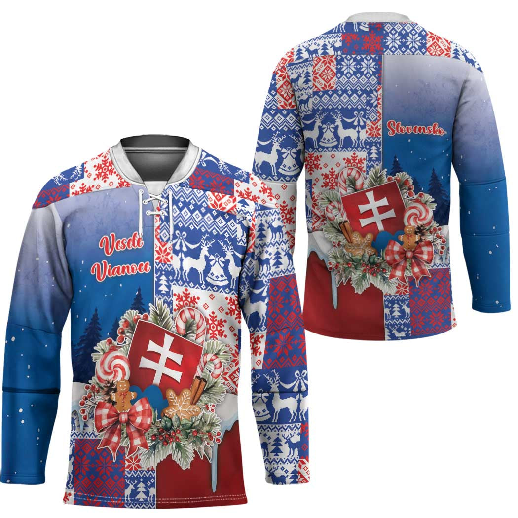 Slovakia Christmas Hockey Jersey Vesale Vianoce Xmas Pattern - Wonder Print Shop