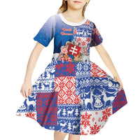 Slovakia Christmas Kid Short Sleeve Dress Vesale Vianoce Xmas Pattern - Wonder Print Shop