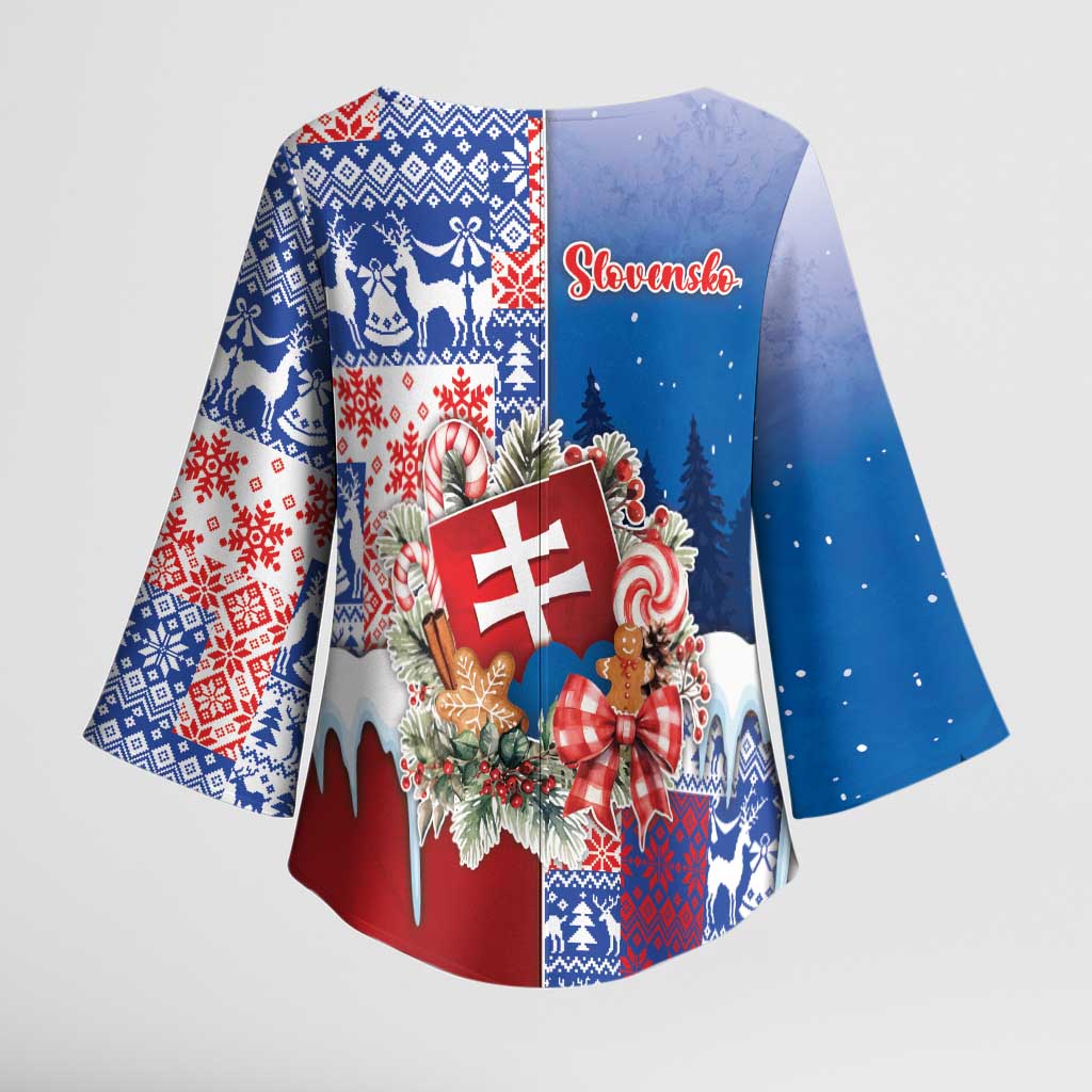 Slovakia Christmas Kimono Sleeve Blouse Vesale Vianoce Xmas Pattern - Wonder Print Shop