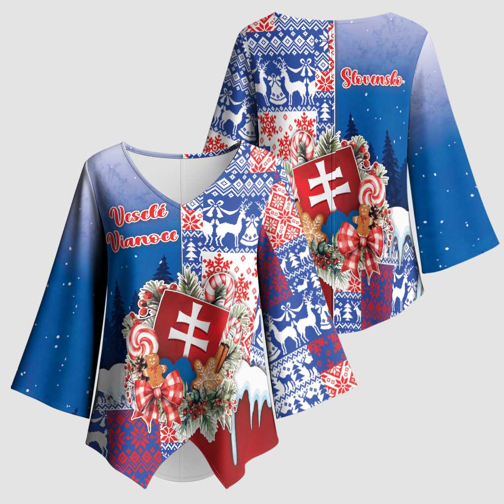 Slovakia Christmas Kimono Sleeve Blouse Vesale Vianoce Xmas Pattern - Wonder Print Shop