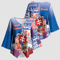 Slovakia Christmas Kimono Sleeve Blouse Vesale Vianoce Xmas Pattern - Wonder Print Shop