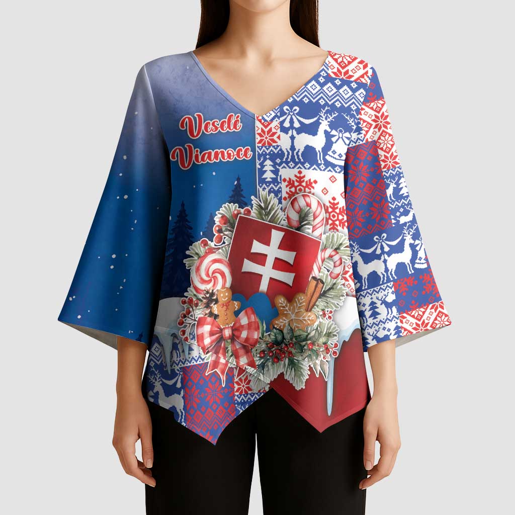 Slovakia Christmas Kimono Sleeve Blouse Vesale Vianoce Xmas Pattern - Wonder Print Shop