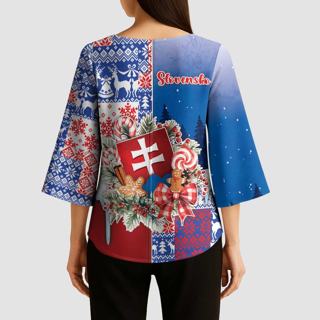 Slovakia Christmas Kimono Sleeve Blouse Vesale Vianoce Xmas Pattern - Wonder Print Shop