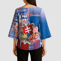 Slovakia Christmas Kimono Sleeve Blouse Vesale Vianoce Xmas Pattern - Wonder Print Shop