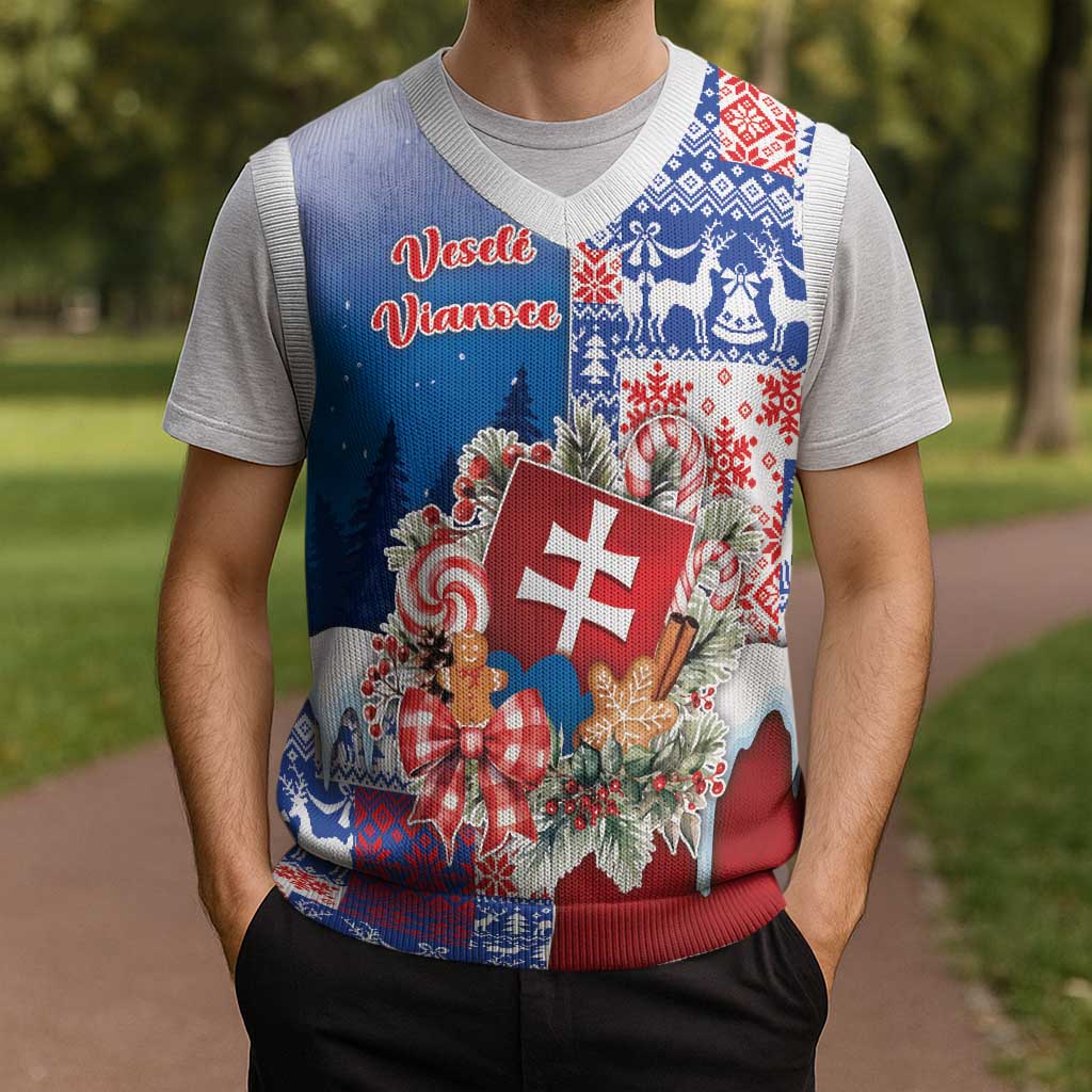 Slovakia Christmas Knitted V-Neck Vest Vesale Vianoce Xmas Pattern - Wonder Print Shop