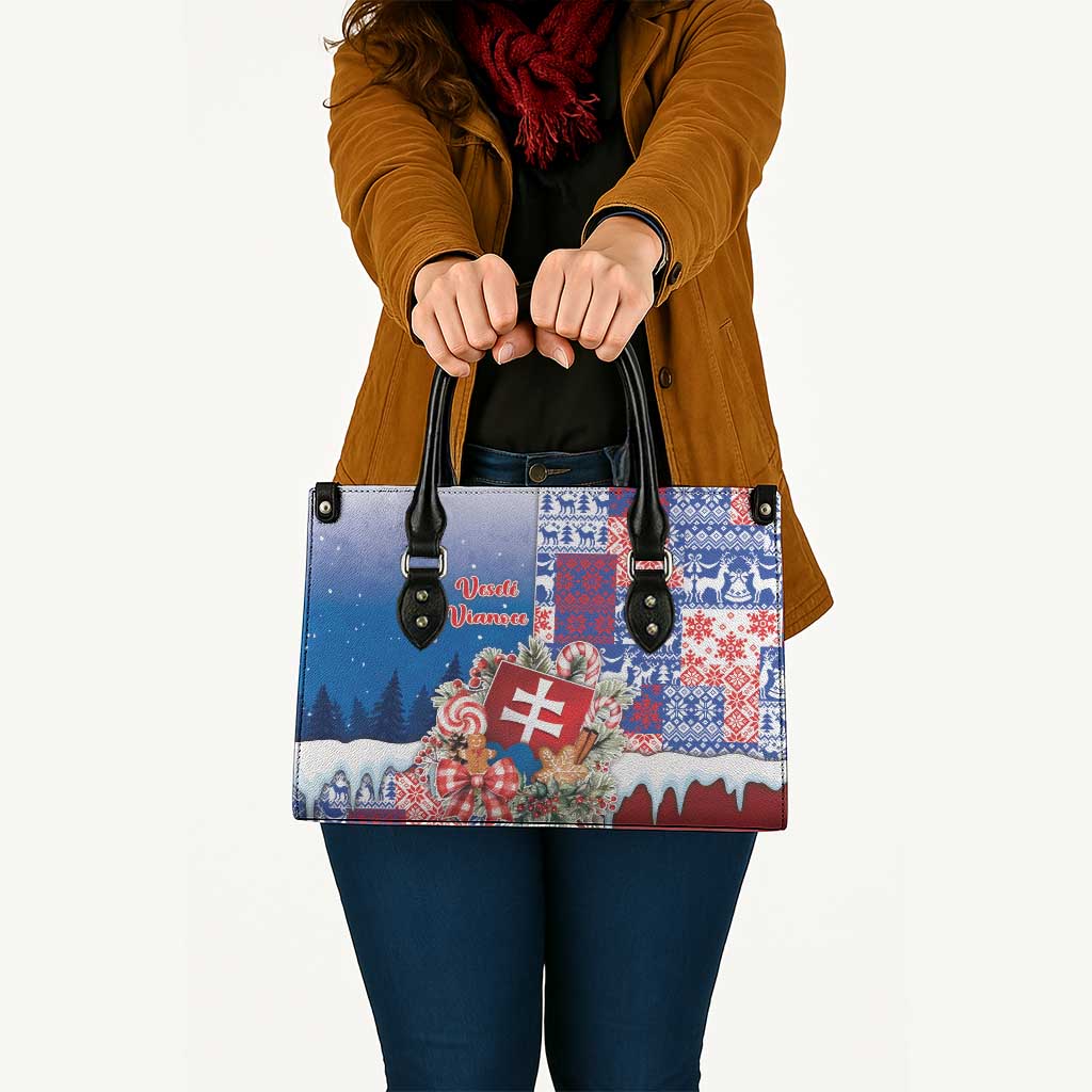 Slovakia Christmas Leather Bag Vesale Vianoce Xmas Pattern - Wonder Print Shop