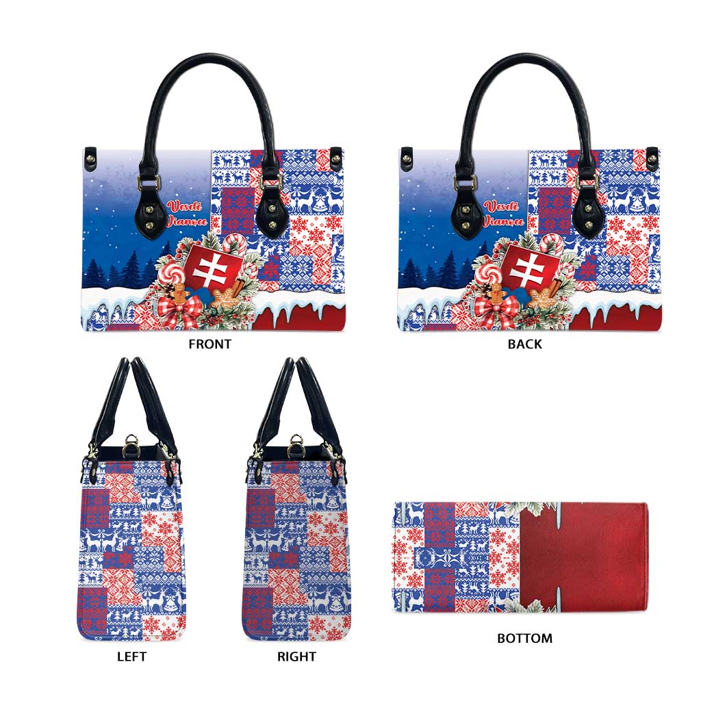 Slovakia Christmas Leather Bag Vesale Vianoce Xmas Pattern - Wonder Print Shop
