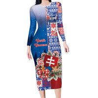 Slovakia Christmas Long Sleeve Bodycon Dress Vesale Vianoce Xmas Pattern - Wonder Print Shop