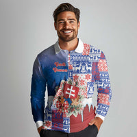 Slovakia Christmas Long Sleeve Polo Shirt Vesale Vianoce Xmas Pattern - Wonder Print Shop