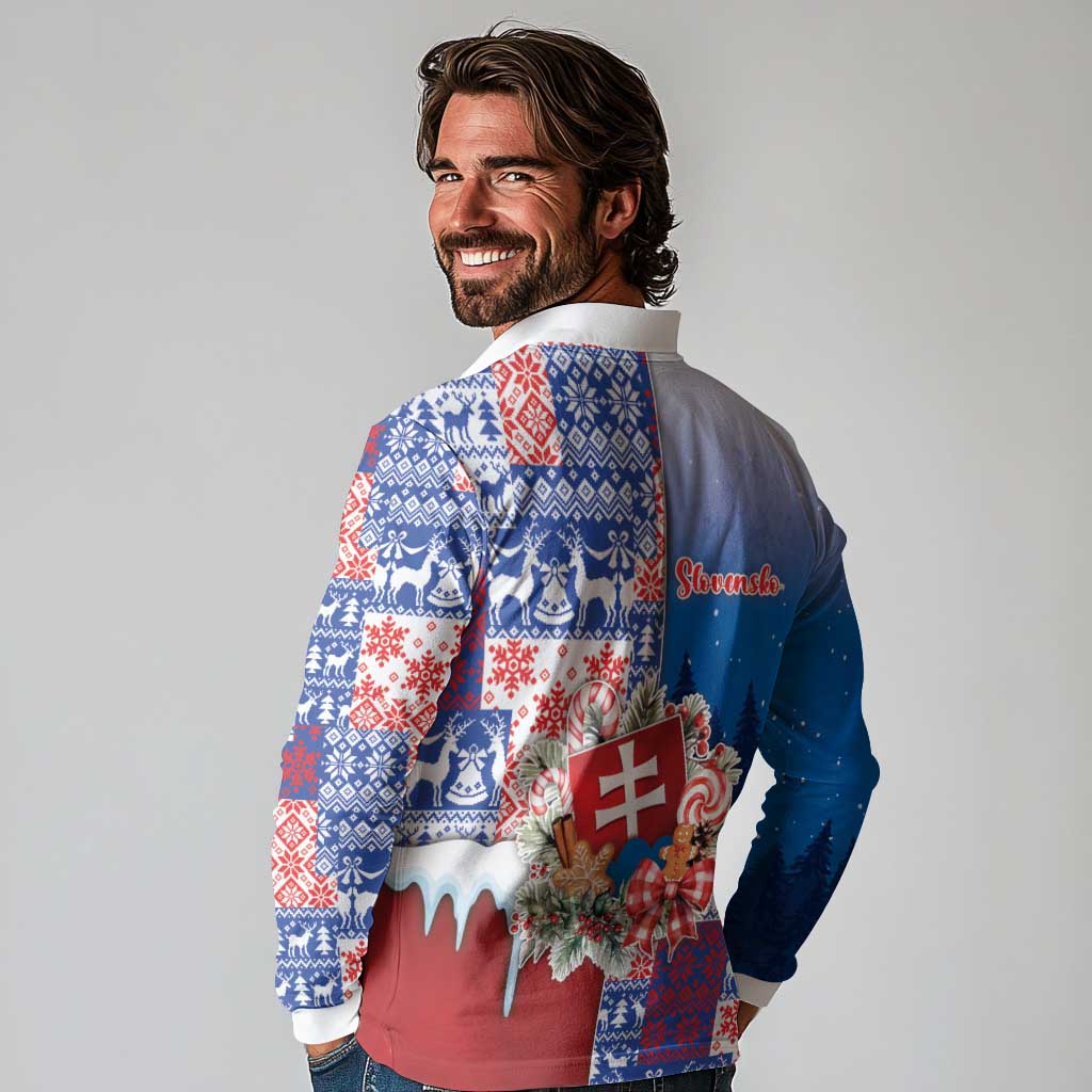 Slovakia Christmas Long Sleeve Polo Shirt Vesale Vianoce Xmas Pattern - Wonder Print Shop