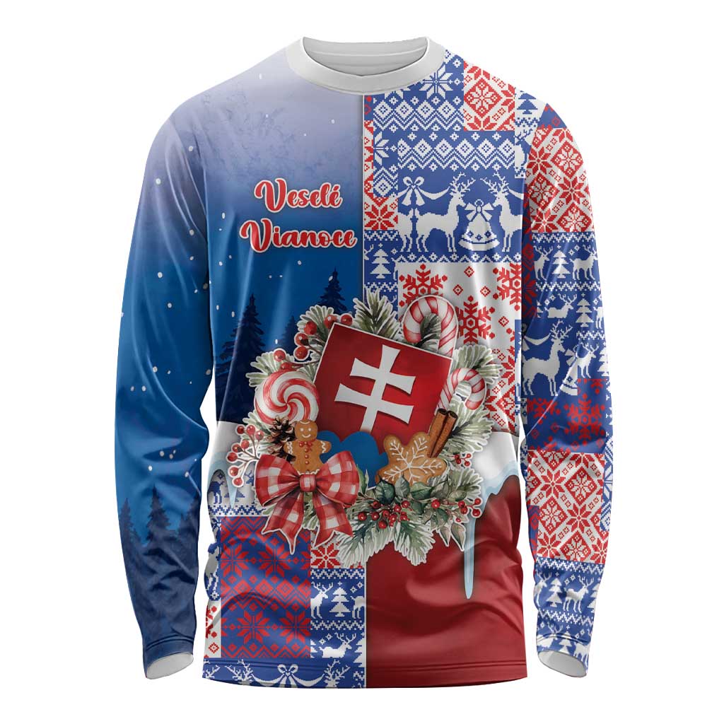 Slovakia Christmas Long Sleeve Shirt Vesale Vianoce Xmas Pattern - Wonder Print Shop