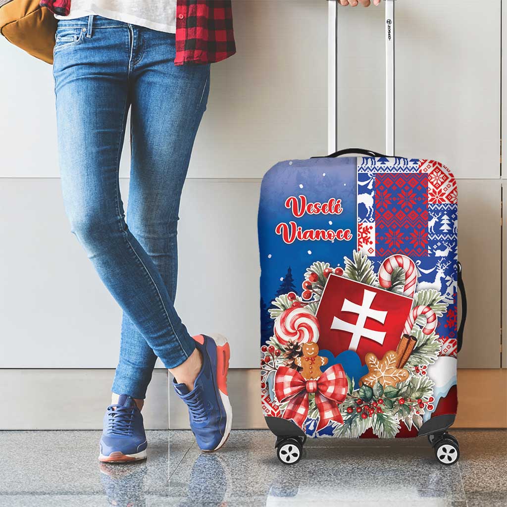 Slovakia Christmas Luggage Cover Vesale Vianoce Xmas Pattern - Wonder Print Shop