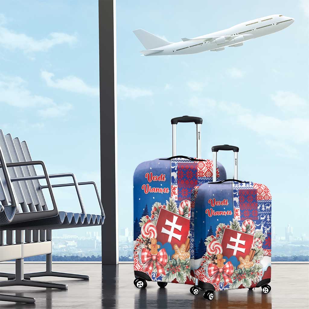 Slovakia Christmas Luggage Cover Vesale Vianoce Xmas Pattern - Wonder Print Shop