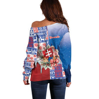 Slovakia Christmas Off Shoulder Sweater Vesale Vianoce Xmas Pattern - Wonder Print Shop
