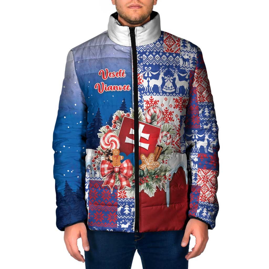 Slovakia Christmas Padded Jacket Vesale Vianoce Xmas Pattern - Wonder Print Shop