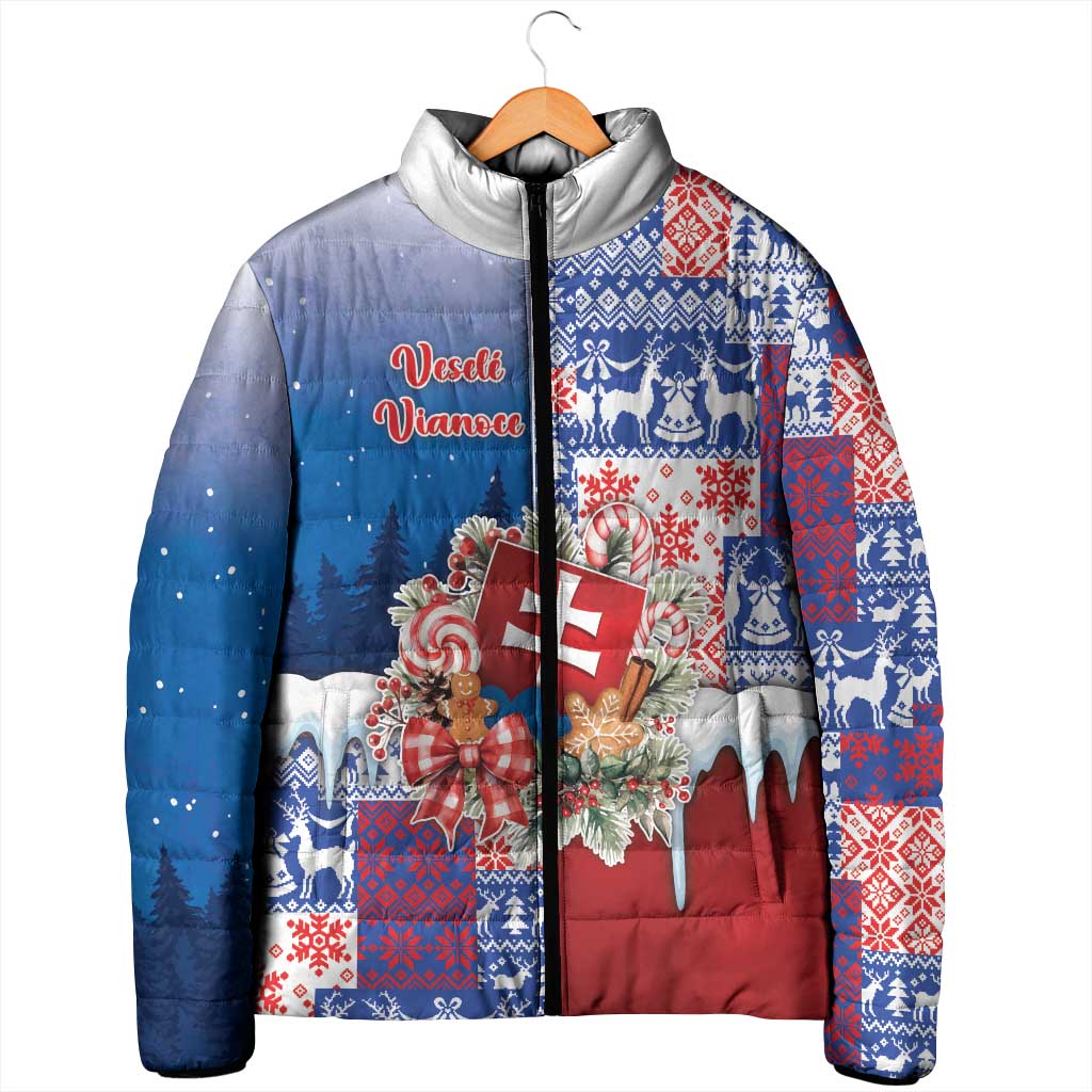 Slovakia Christmas Padded Jacket Vesale Vianoce Xmas Pattern - Wonder Print Shop
