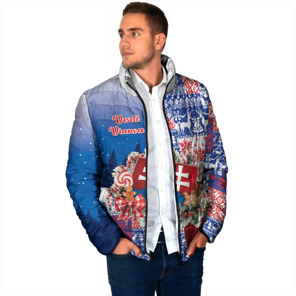 Slovakia Christmas Padded Jacket Vesale Vianoce Xmas Pattern - Wonder Print Shop