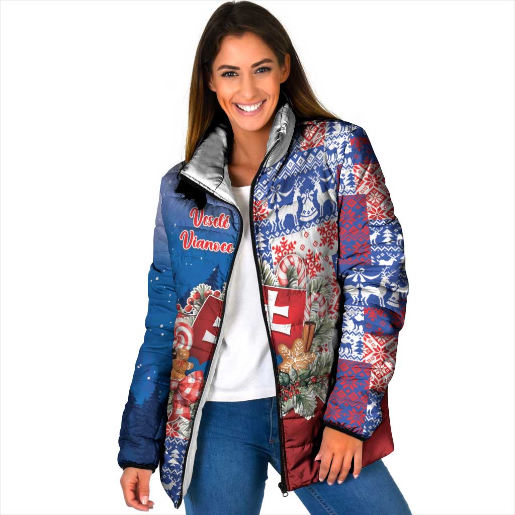 Slovakia Christmas Padded Jacket Vesale Vianoce Xmas Pattern - Wonder Print Shop