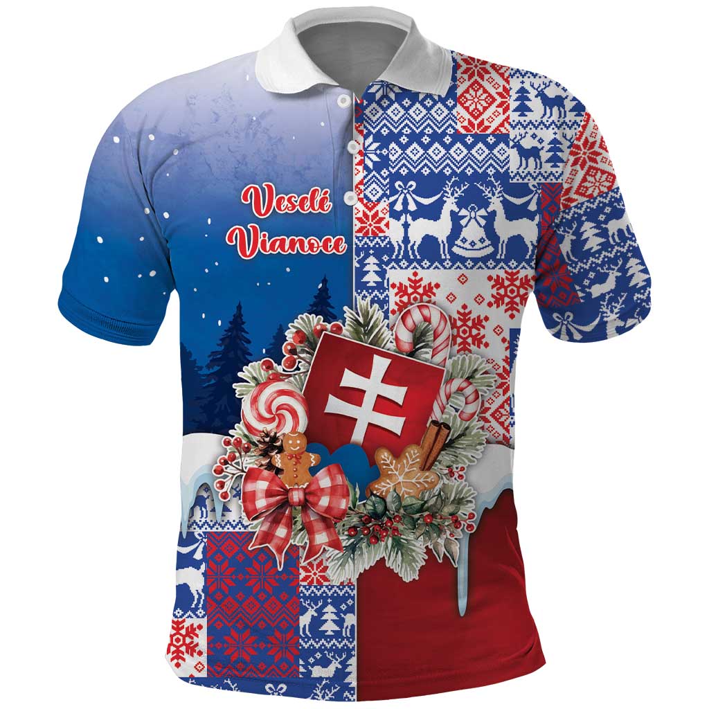 Slovakia Christmas Polo Shirt Vesale Vianoce Xmas Pattern - Wonder Print Shop