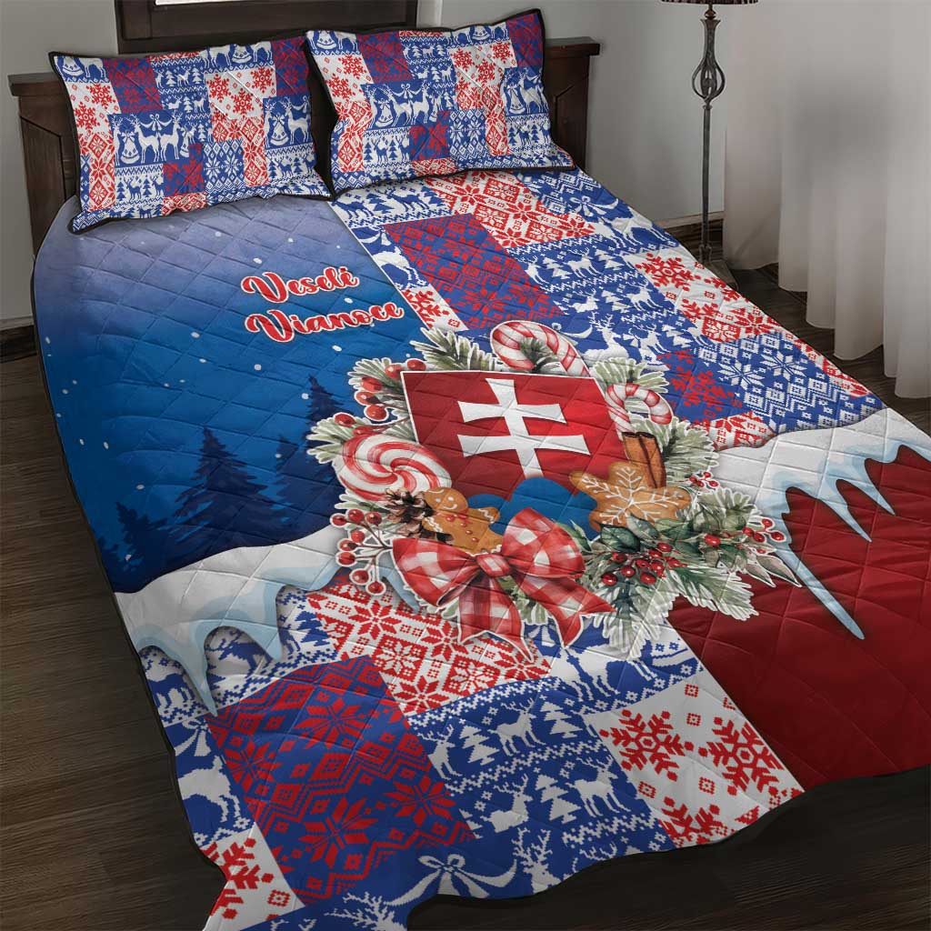 Slovakia Christmas Quilt Bed Set Vesale Vianoce Xmas Pattern - Wonder Print Shop