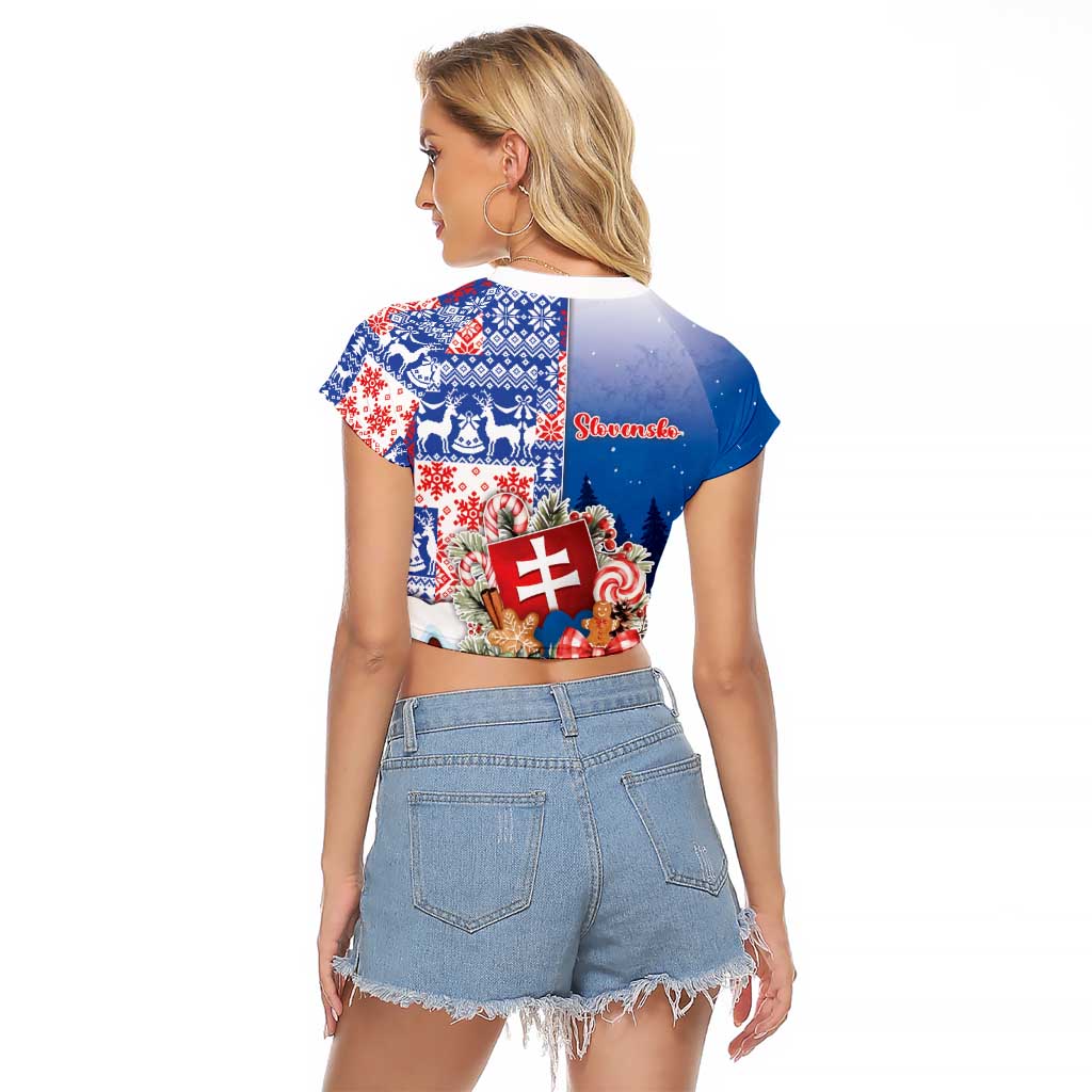 Slovakia Christmas Raglan Cropped T Shirt Vesale Vianoce Xmas Pattern - Wonder Print Shop