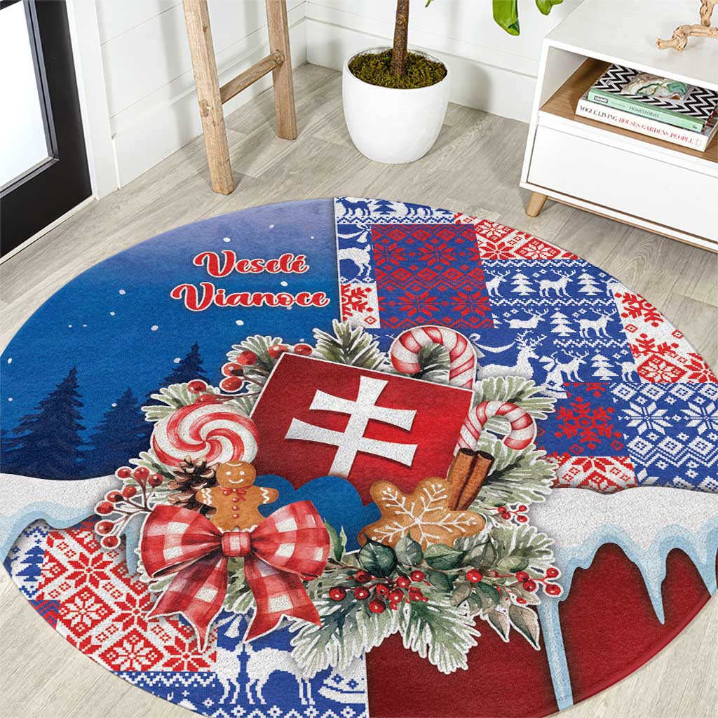 Slovakia Christmas Round Carpet Vesale Vianoce Xmas Pattern - Wonder Print Shop