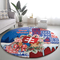 Slovakia Christmas Round Carpet Vesale Vianoce Xmas Pattern - Wonder Print Shop