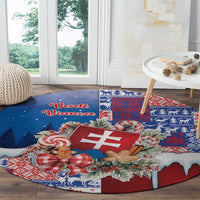 Slovakia Christmas Round Carpet Vesale Vianoce Xmas Pattern - Wonder Print Shop