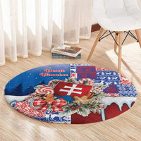 Slovakia Christmas Round Carpet Vesale Vianoce Xmas Pattern - Wonder Print Shop