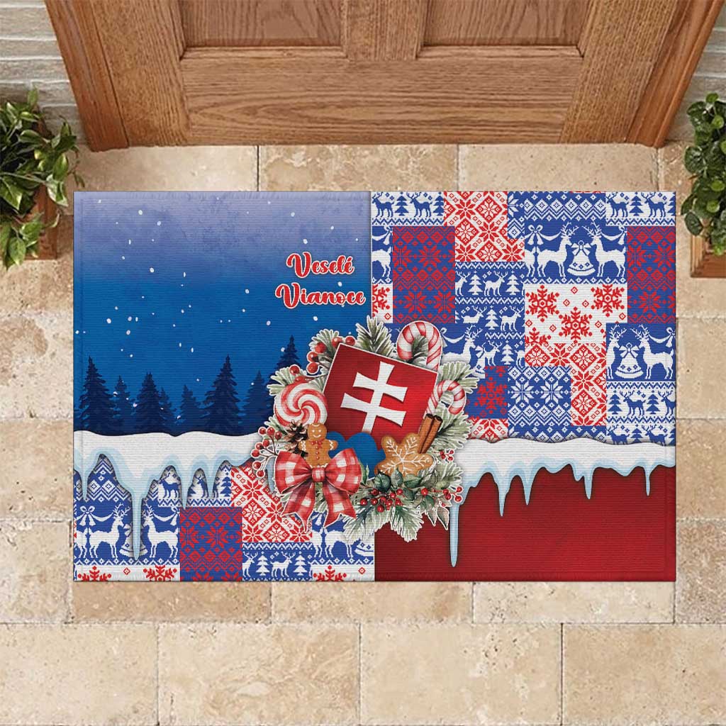 Slovakia Christmas Rubber Doormat Vesale Vianoce Xmas Pattern - Wonder Print Shop