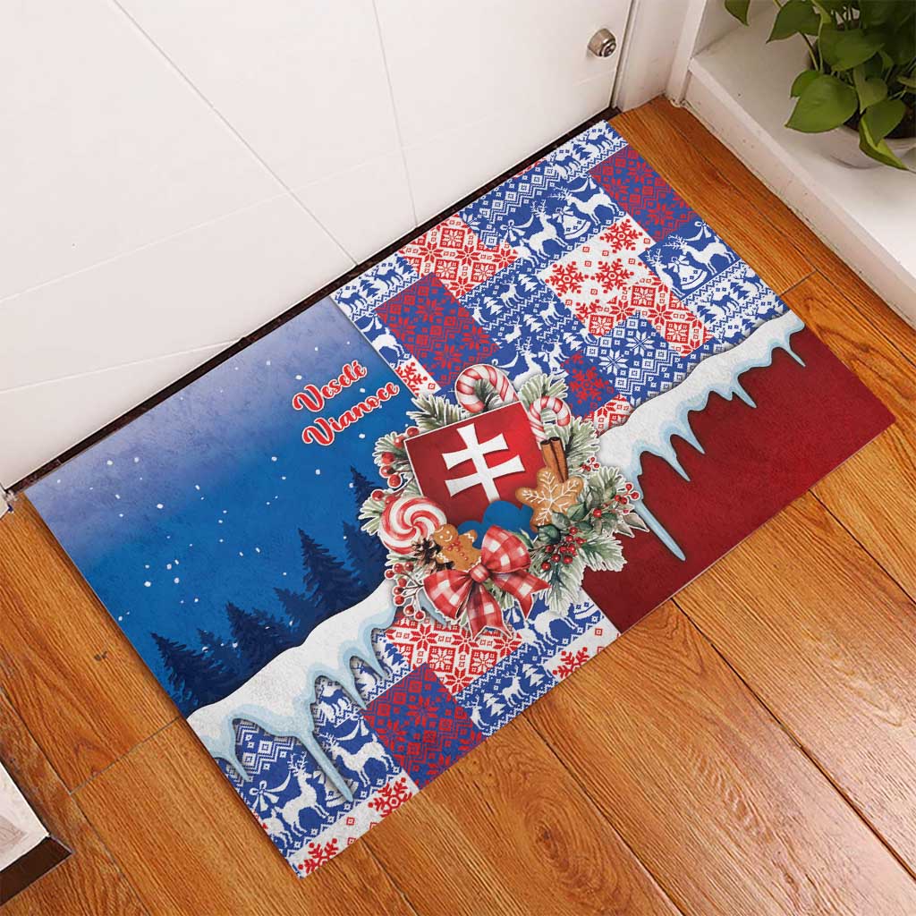 Slovakia Christmas Rubber Doormat Vesale Vianoce Xmas Pattern - Wonder Print Shop