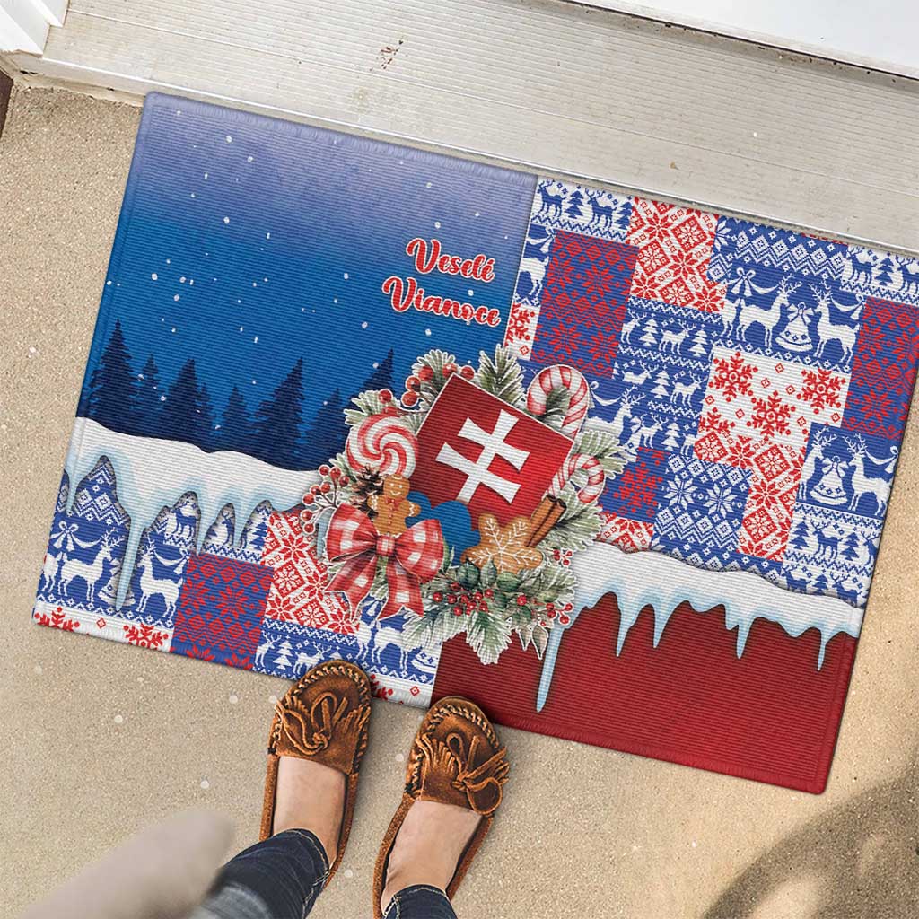 Slovakia Christmas Rubber Doormat Vesale Vianoce Xmas Pattern - Wonder Print Shop